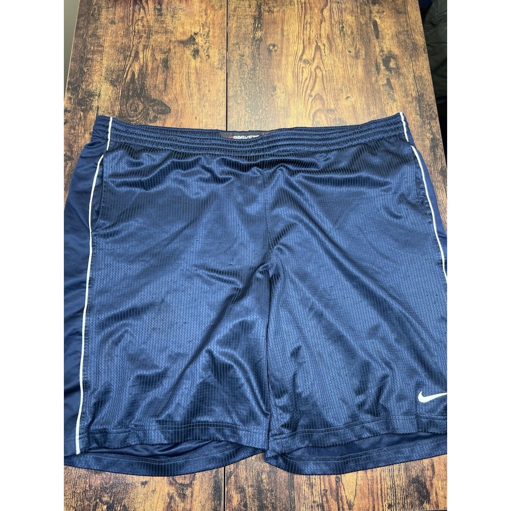 VTG Nike Team Mesh Basketball Shorts Men 2XL Navy Blue Embroidered‎ Swoosh Logo